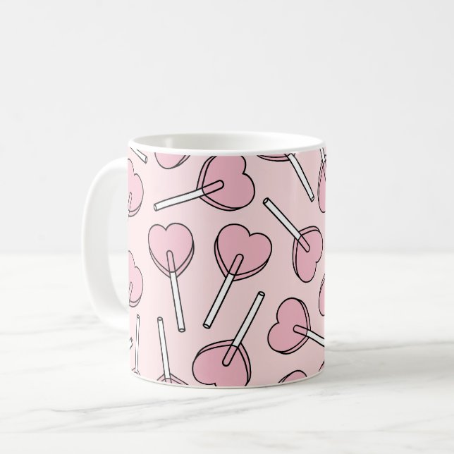 Pink Lollipops, Heart Lollipops, Lollipop Pattern Kaffeetasse (Vorderseite Links)