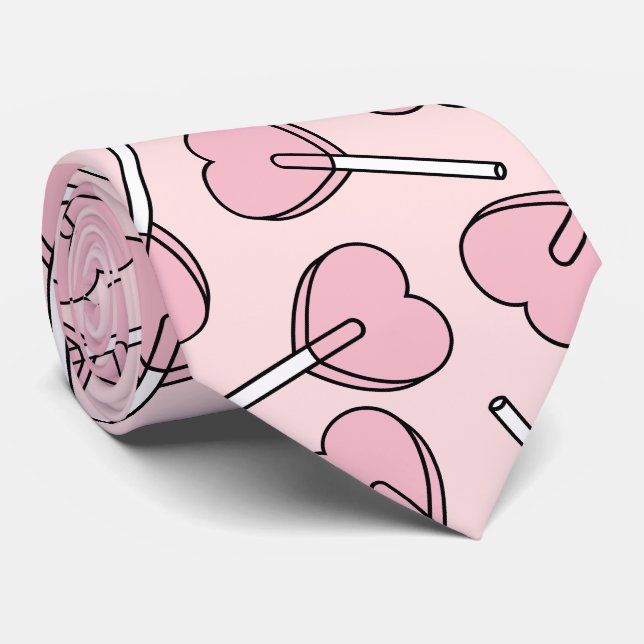 Pink Lollipops, Heart Lollipops, Lollipop Pattern Krawatte (Gerollt)