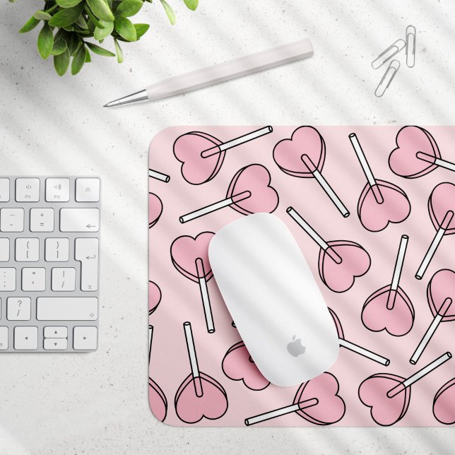 Pink Lollipops, Heart Lollipops, Lollipop Pattern Mousepad (Von Creator hochgeladen)