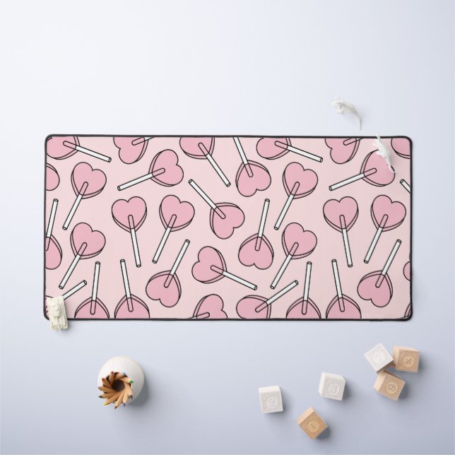 Pink Lollipops, Heart Lollipops, Lollipop Pattern Schreibtischunterlage (Kindertisch)