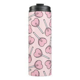 Pink Lollipops, Heart Lollipops, Lollipop Pattern Thermosbecher