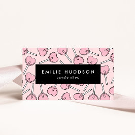 Pink Lollipops, Heart Lollipops, Lolly, Candy Shop Visitenkarte