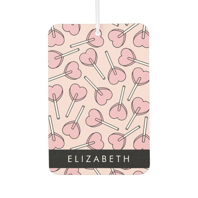 Pink Lollipops, Heart Lollipops, Lolly, Your Name Autolufterfrischer (Vorderseite)
