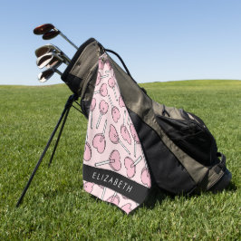 Pink Lollipops, Heart Lollipops, Lolly, Your Name Golfhandtuch