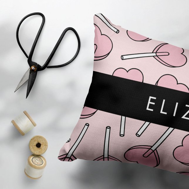 Pink Lollipops, Heart Lollipops, Lolly, Your Name Kissenbezug (Von Creator hochgeladen)