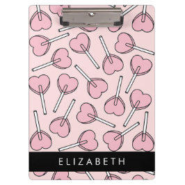 Pink Lollipops, Heart Lollipops, Lolly, Your Name Klemmbrett