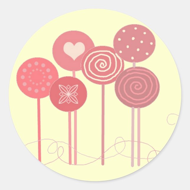 Pink Lollipops Runder Aufkleber (Vorderseite)
