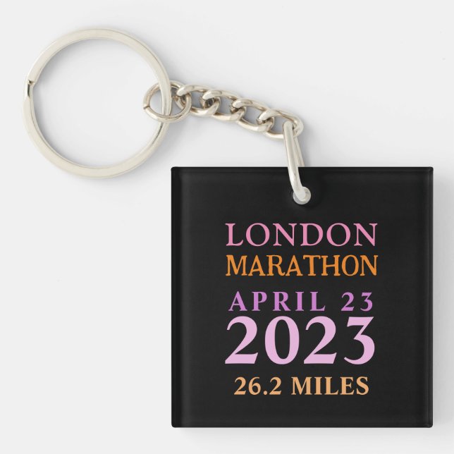Pink London 23. April Marathon Custom Text Schlüsselanhänger (Vorderseite)
