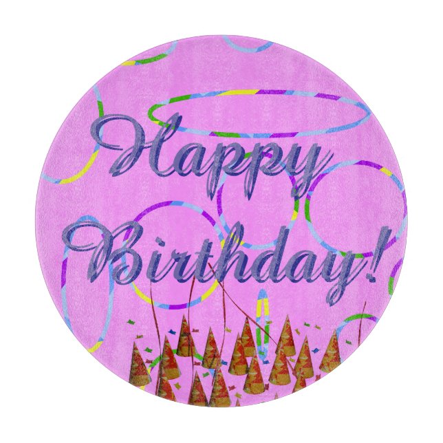 Pink Loops Feierliches Glück Geburtstag Schneidebrett (Vorderseite)