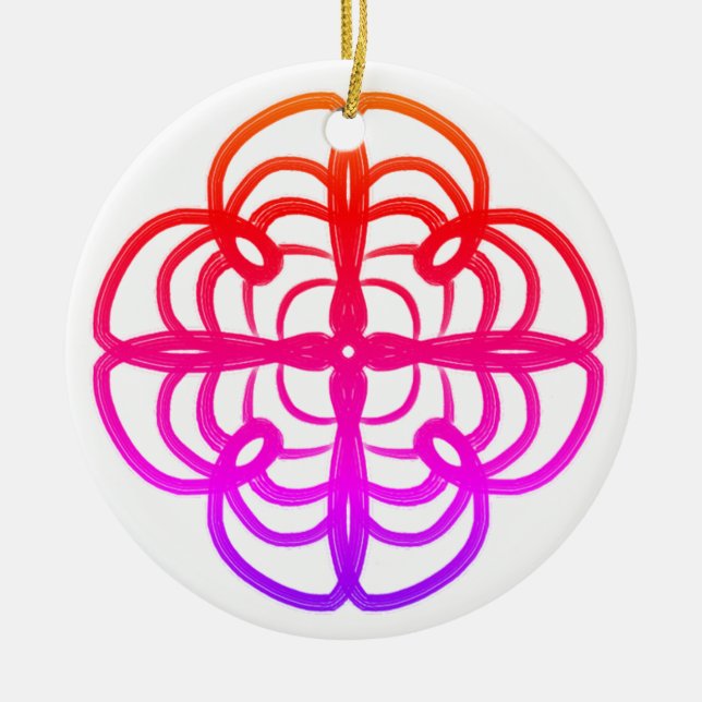 Pink Looptyloo Mandala Doodle #22 Keramik Ornament (Vorne)