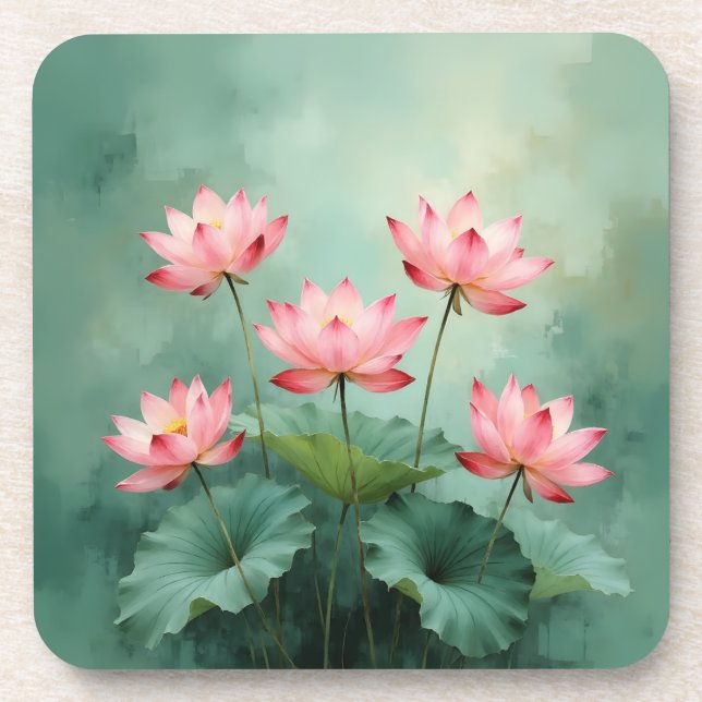 Pink Lotus Artwork  Getränkeuntersetzer (Vorderseite)