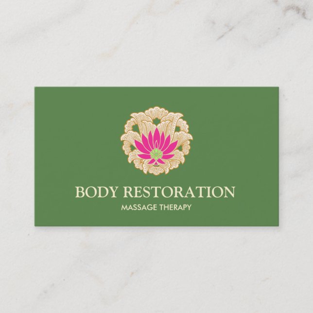 Pink Lotus Blume Massagetherapeut Naturgesundheit Visitenkarte (Vorderseite)