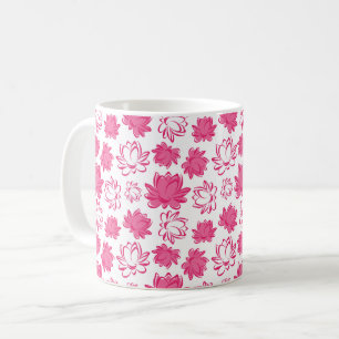 Pink Lotus Blume Muster auf weißem Hintergrund Kaffeetasse