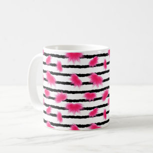 Pink Lotus Blume Muster mit schwarzen Streifen Kaffeetasse