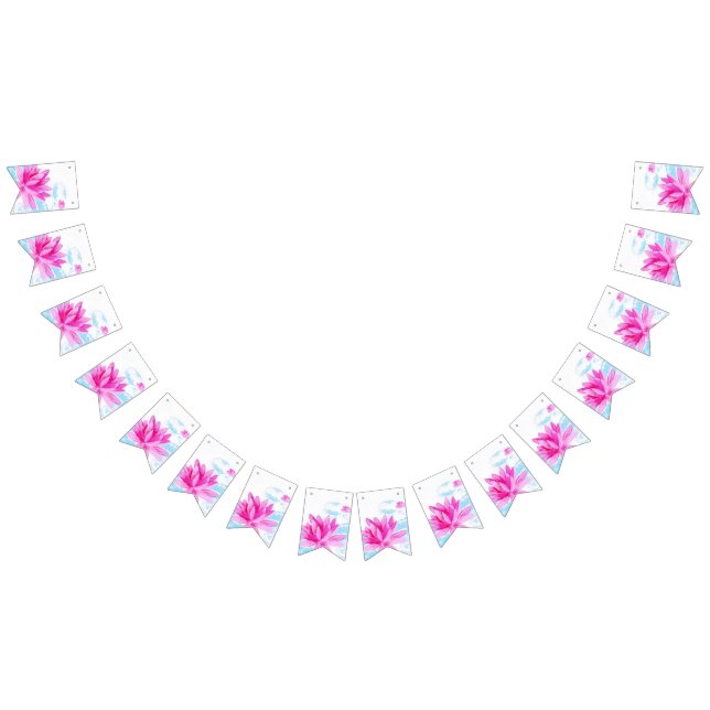 Pink Lotus Blume Wasserfarbene Malerei Liebhaber Wimpelkette (Alle)