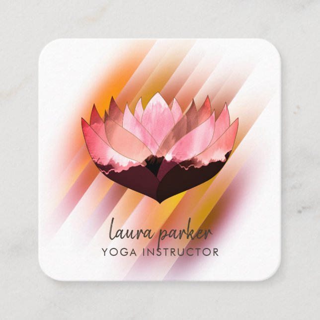 Pink Lotus Blume Yoga Instructor Zen Art Quadratische Visitenkarte (Vorderseite)