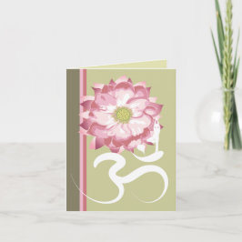 Pink Lotus Blume Yoga Weißes Om Symbol Zen Karte