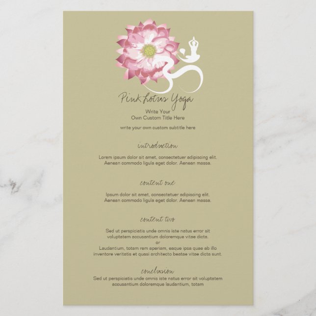 Pink Lotus Blume Yoga & Zen Calligraphy Om Om Flyer (Vorne)