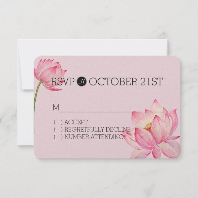 Pink Lotus Floral RSVP (Devant)
