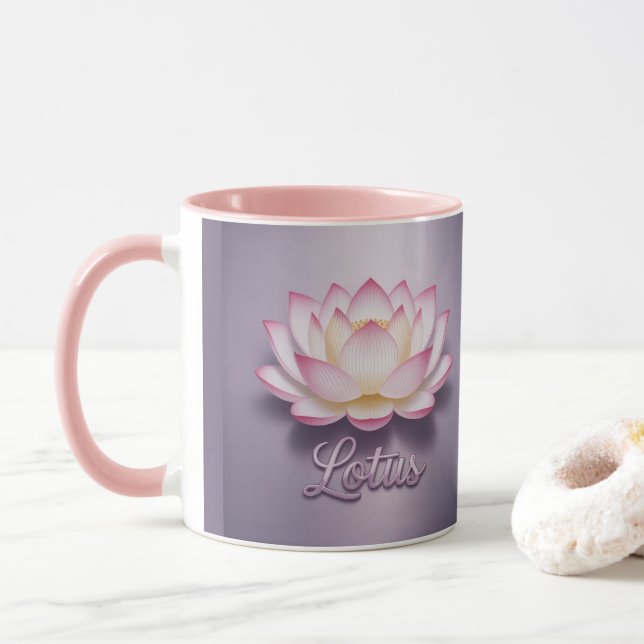 Pink Lotus Flower Meditation Mug (Avec donut)