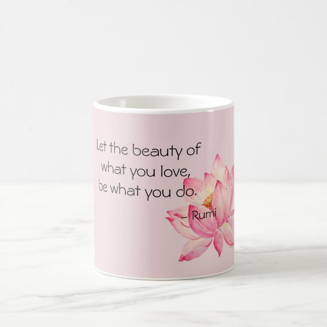 Pink Lotus Flower Rumi Beauty Quote Kaffeetasse (Mittel)