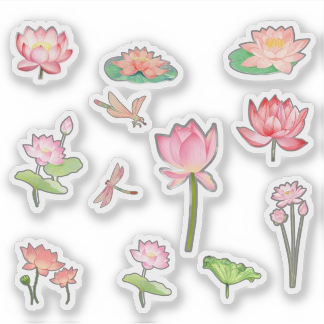 Pink Lotus Flower Stickers (Devant)