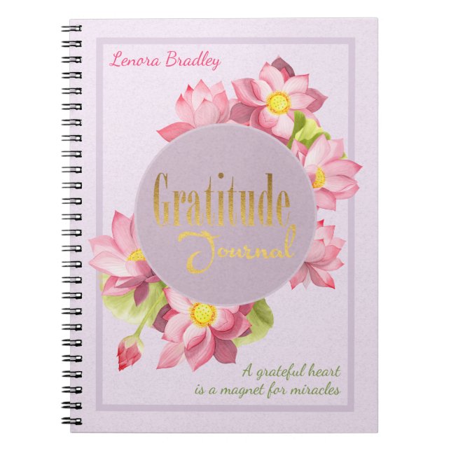 Pink Lotus Gratitude Journal (Devant)