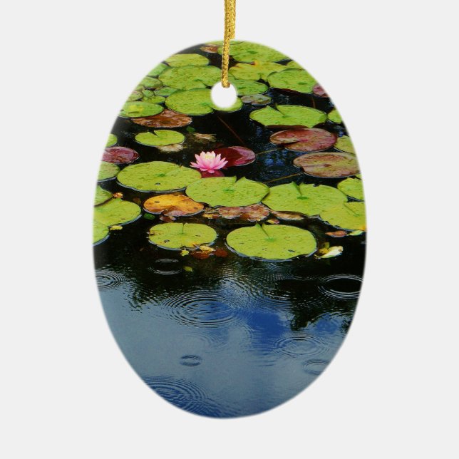 Pink lotus in Rain Keramikornament (Vorne)