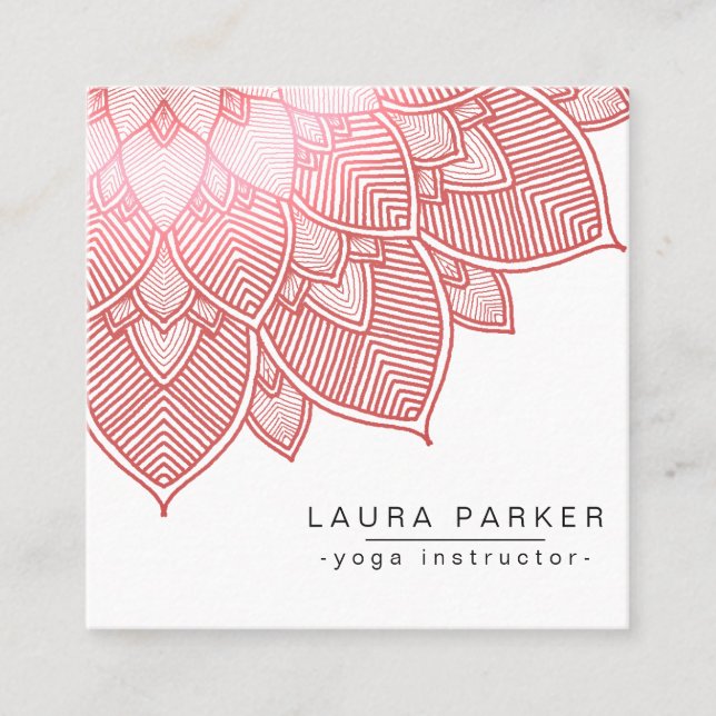 Pink Lotus Mandala Yoga Instruktor Holistisch Quadratische Visitenkarte (Vorderseite)