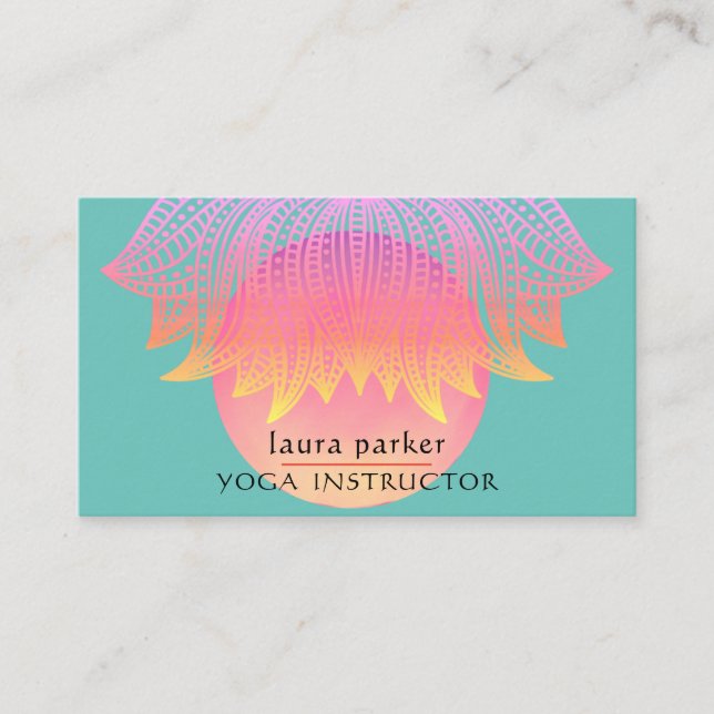 Pink Lotus Mandala Yoga Trainer Meditation Visitenkarte (Vorderseite)