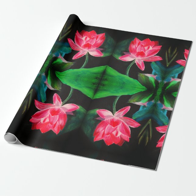 Pink Lotus Matte Wrapping Paper Geschenkpapier (Ungerollt)