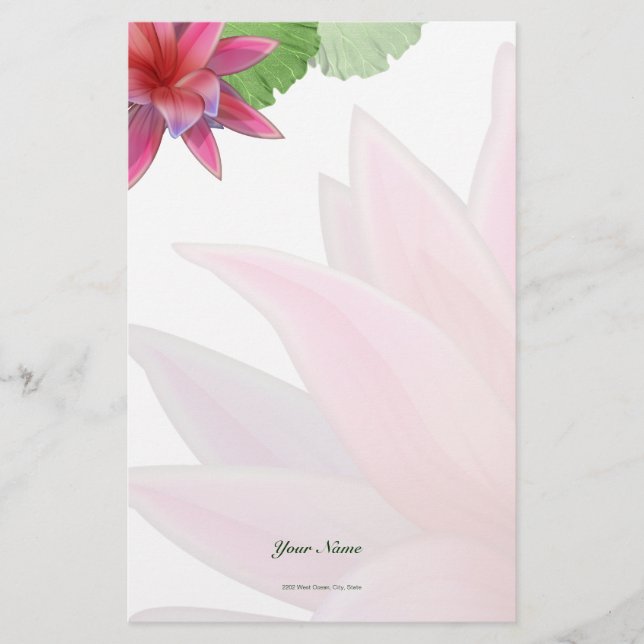Pink Lotus Stationery Briefpapier (Vorderseite)