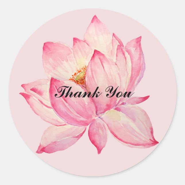Pink Lotus Vielen Dank Runder Aufkleber (Vorderseite)