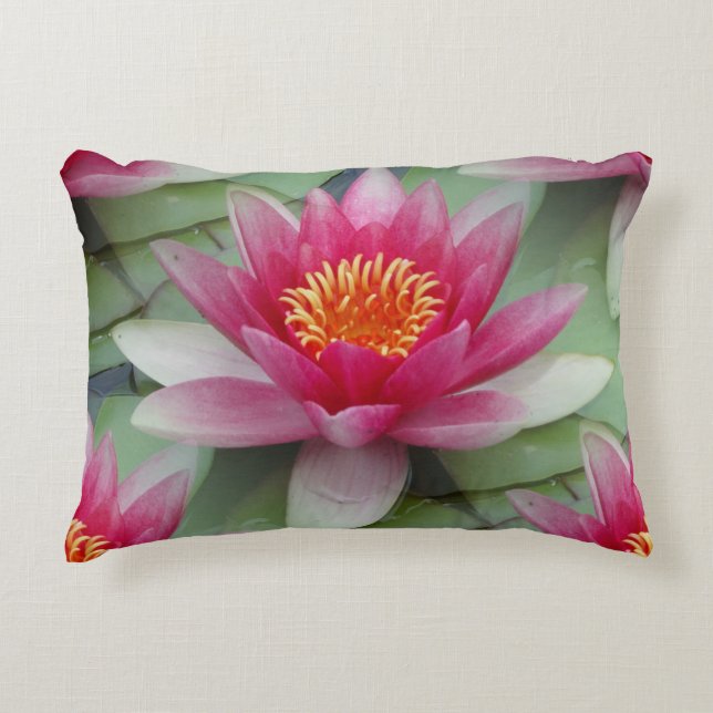 Pink Lotus Water Lily Akzent Pillow Dekokissen (Vorderseite)