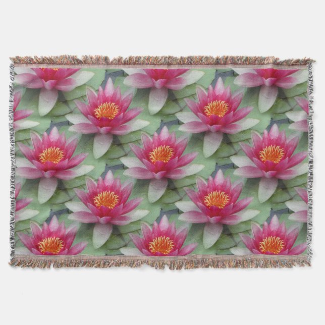 Pink Lotus Water Lily Throw Blanket Decke (Vorderseite)