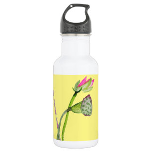 Pink Lotus Zen Blume Buddhistische Kunst Edelstahlflasche