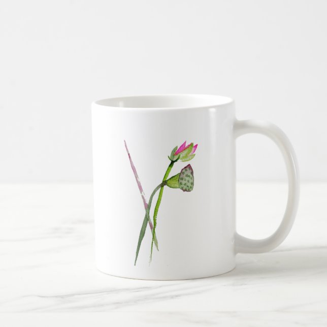 Pink Lotus Zen Blume Buddhistische Kunst Kaffeetasse (Rechts)
