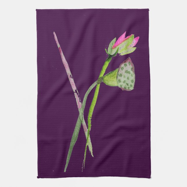 Pink Lotus Zen Blume Buddhistische Kunst Küchentuch (Vertikal)