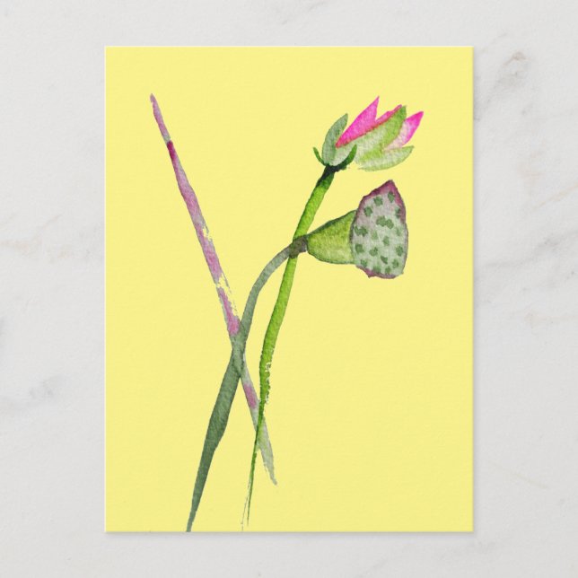 Pink Lotus Zen Blume Buddhistische Kunst Postkarte (Vorderseite)
