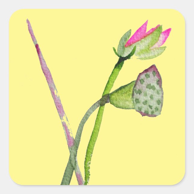 Pink Lotus Zen Blume Buddhistische Kunst Quadratischer Aufkleber (Vorderseite)