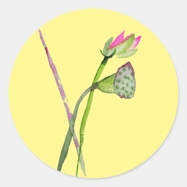 Pink Lotus Zen Blume Buddhistische Kunst Runder Aufkleber (Vorderseite)