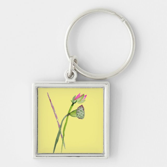 Pink Lotus Zen Blume Buddhistische Kunst Schlüsselanhänger (Vorne)
