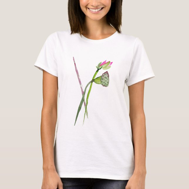 Pink Lotus Zen Blume Buddhistische Kunst T-Shirt (Vorderseite)