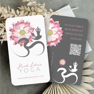 Pink Lotusblume Spiritueller Yoga-Lehrer Om-Symbol Visitenkarte