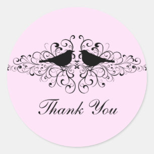 Pink Love Bird Wirbel Danke Stickers