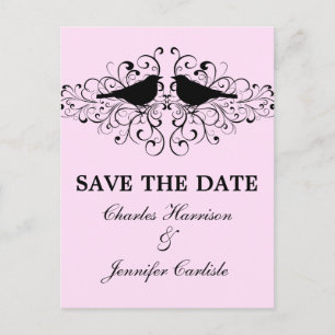 Pink Love Bird Wirbel Save the Date Postkarte