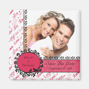 Pink Love Birds Foto Speichern das Date Magnet