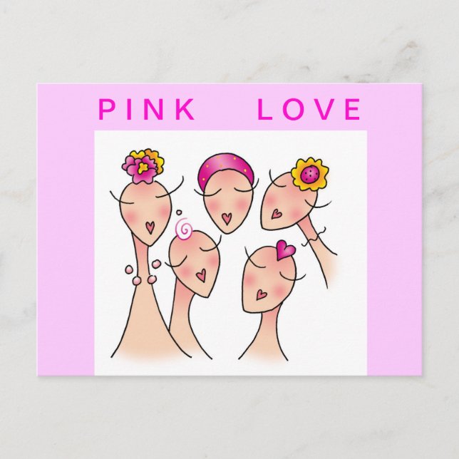 PINK LOVE Cancer du sein Carte postale (Devant)
