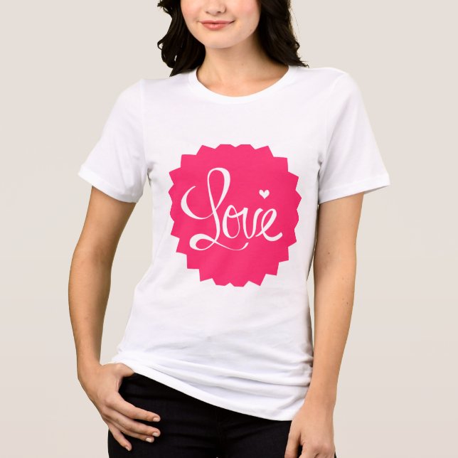 Pink Love Heart T-Shirt Tri-Blend Shirt (Vorderseite)