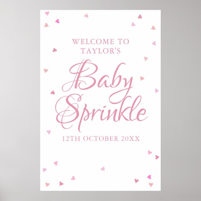 Pink Love Hearts Baby Girl Sprinkl Affiche de bien (Devant)